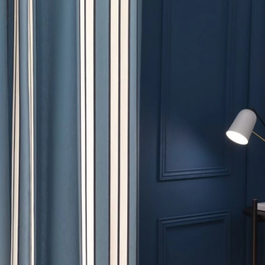 "JEAN-VIER Midnight Blue Striped Cotton Curtains for Modern Home Decor"