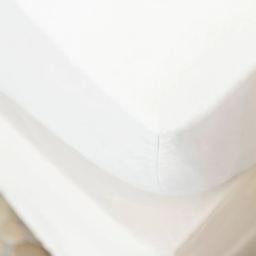 JEAN-VIER Premium White Cotton Sateen Fitted Sheet - Soft, Wrinkle-Resistant, Deep Pocket Bed Sheet for Comfortable Sleep