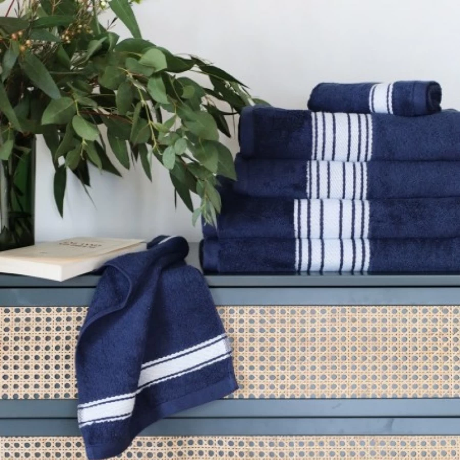 JEAN-VIER Premium Soft Blue Bath Towel Set - Absorbent Quick-Dry Cotton Towels for Bathroom, Spa & Pool