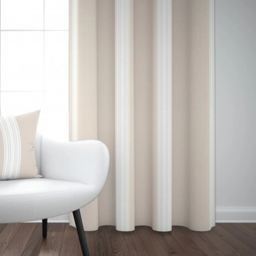 "JEAN-VIER Beige Striped Linen Cotton Blend Curtains for Home Decor"