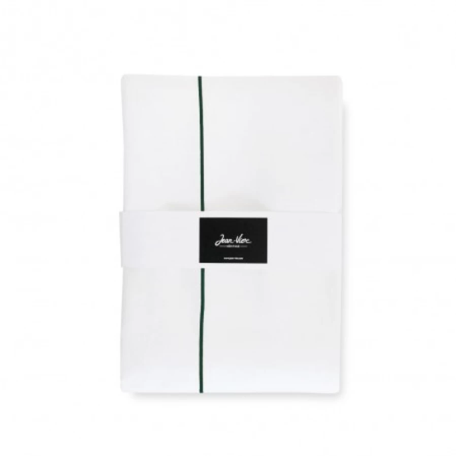 JEAN-VIER Premium Cotton Satin Flat Sheet with Elegant Dark Green Embroidery - Luxurious Bedding for Enhanced Comfort